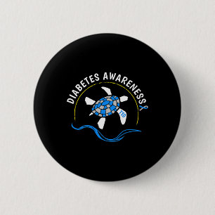 Badge Rond 5 Cm T1d Tortue de mer Type 1 Sensibilisation au diabèt