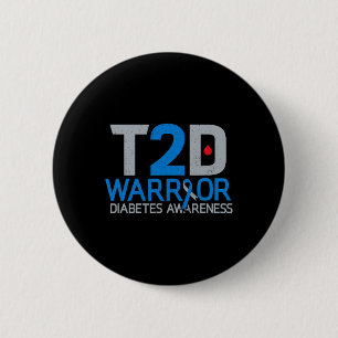 Badge Rond 5 Cm T2D Guerrier Diabète Sensibilisation Type 2 Fig Di