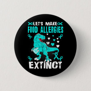 Badge Rond 5 Cm T-Rex de sensibilisation aux allergies alimentaire