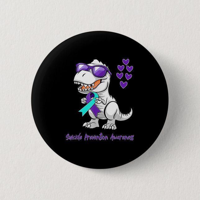 Badge Rond 5 Cm T-rex Dinosaur Suicide Prevention Awareness Day Di (Devant)