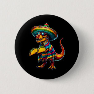 Badge Rond 5 Cm T-rex Dinosaur Taco Lover Cinco De Mayo Sombrero P