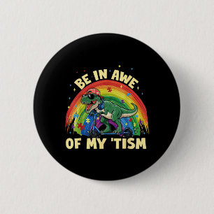 Badge Rond 5 Cm T Rex Dinosaure Autisme Sensibilisation Soyez en a