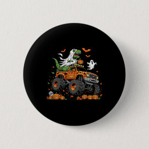 Badge Rond 5 Cm T-Rex dinosaure conduisant un camion monstre Hallo