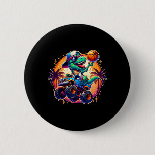 Badge Rond 5 Cm T-rex dinosaure drôle joueur squelette enfants tou