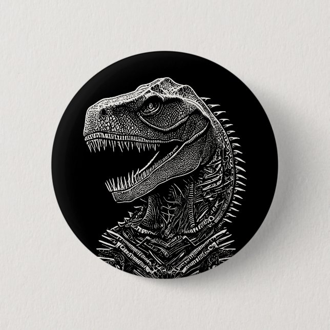 Badge Rond 5 Cm T-Rex Dinosaure gothique (Devant)