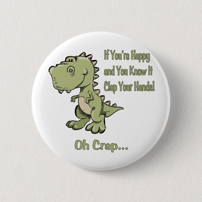 Badge Rond 5 Cm T-Rex heureux (Devant)