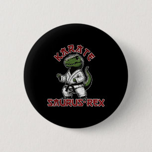 Badge Rond 5 Cm T-rex Karaté Drôle Dino Arts Martiaux Enfants 