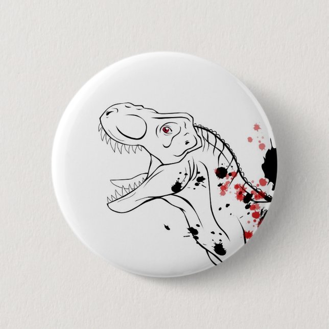 Badge Rond 5 Cm T-Rex (rouge et noir) (Devant)