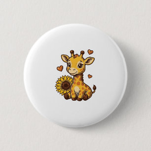 Badge Rond 5 Cm T-shirt à gravure vintage tournesol girafe bébé mi