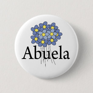 Badge Rond 5 Cm T-shirt assez bleu d'Abuela de fleur