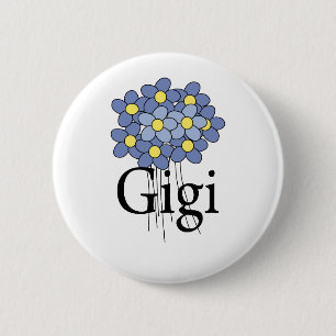 Badge Rond 5 Cm T-shirt assez bleu de Gigi de fleur