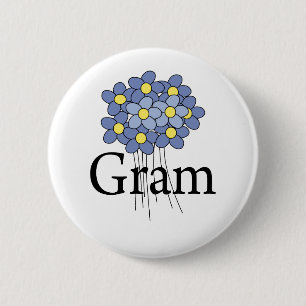 Badge Rond 5 Cm T-shirt assez bleu de gramme de fleur