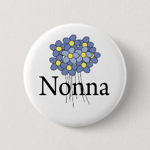 Badge Rond 5 Cm T-shirt assez bleu de Nonna de fleur