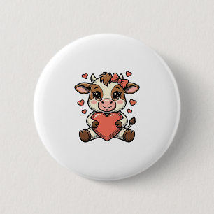 Badge Rond 5 Cm T-shirt avec gravure vintage de veau mignon tenant