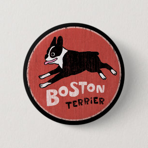 Badge Rond 5 Cm T-shirt Boston Terrier Style Rétro Cool