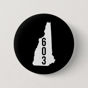 Badge Rond 5 Cm T-shirt carte de l'État du code régional 603 Nh Ne