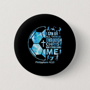 Badge Rond 5 Cm T-shirt chrétien de football pour garçons Je peux 