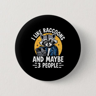 Badge Rond 5 Cm T-shirt Cool Raccoon pour hommes femmes enfants Ra