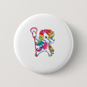 Badge Rond 5 Cm T-shirt Dabbing Unicorn Lacrosse Drôle Lin Lâché