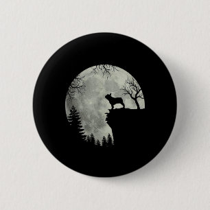 Badge Rond 5 Cm T-shirt de chien Bouledogue français et lune Hallo