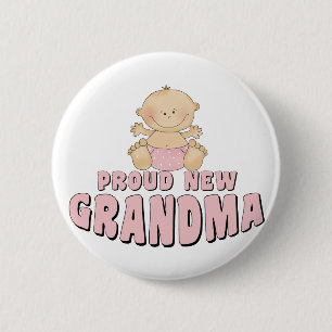 Badge Rond 5 Cm T-shirt de grand-mère fière et nouvelle