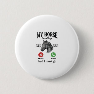 Badge Rond 5 Cm T-Shirt de gravure vintage d'appel de cheval drôle