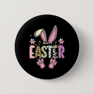 Badge Rond 5 Cm T-shirt de jour de Pâques joli lapin léopard pour