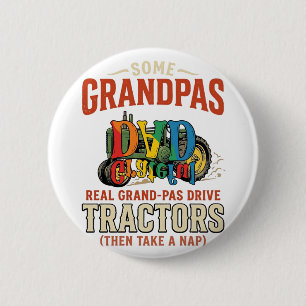 Badge Rond 5 Cm T-shirt de nuit de ferme vintage tracteur grand-pè
