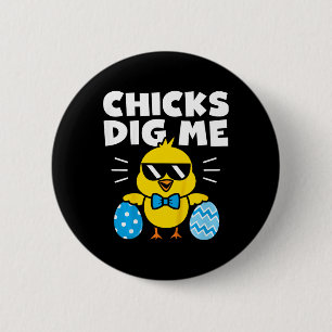 Badge Rond 5 Cm T-shirt de Pâques pour garçons Kids Chicks Dig Me