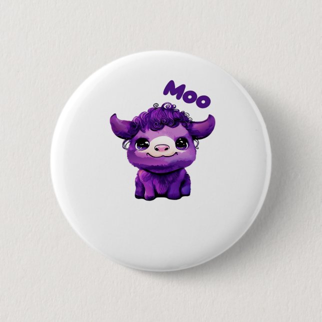 Badge Rond 5 Cm T-shirt de vache pourpre surdimensionné (Devant)