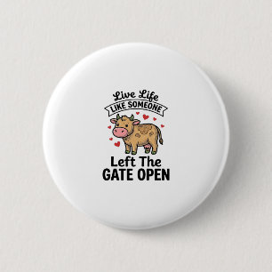 Badge Rond 5 Cm T-shirt design avec gravure vintage de vache drôle