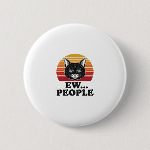 Badge Rond 5 Cm T-shirt drôle de chat noir ew personnes rétro couc
