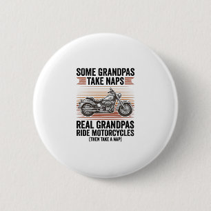 Badge Rond 5 Cm T-shirt drôle de grand-père moto gravure vintage