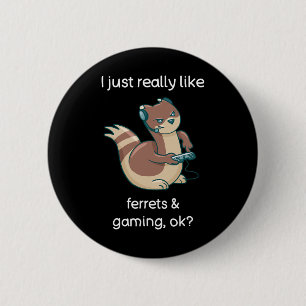 Badge Rond 5 Cm T-shirt drôle pour amateur de furet et de jeux vid