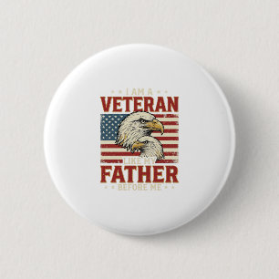 Badge Rond 5 Cm T-Shirt Eagle Vétéran comme mon père avant moi_1