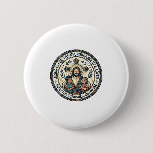 Badge Rond 5 Cm T-Shirt Encouragement Neurodivergent Jésus Inspira