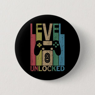 Badge Rond 5 Cm T-shirt Enfants Niveau 8 Débloqué Video Gamer 8ème