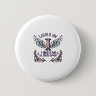 Badge Rond 5 Cm T-Shirt Floral Vintage Chrétien Aimé Par Jésus De