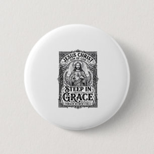 Badge Rond 5 Cm T-shirt graphique amateur de thé Jésus chrétien