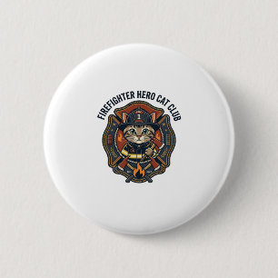 Badge Rond 5 Cm T-shirt graphique chat héros pompier - Pompiers