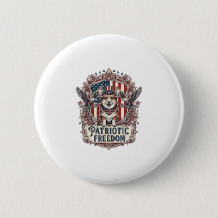 Badge Rond 5 Cm T-Shirt Graphique Vectoriel Corgi Patriotique_1