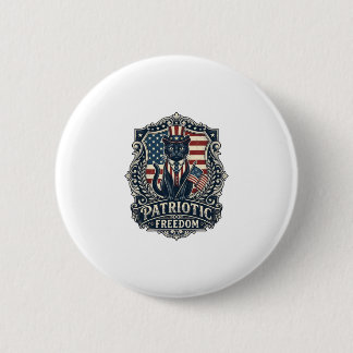 Badge Rond 5 Cm T-shirt graphique vectoriel de chat noir patriotiq