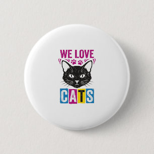 Badge Rond 5 Cm T-Shirt Graphique Vintage Nous Aimons Les Chats Vi