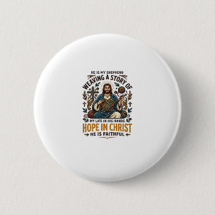 Badge Rond 5 Cm T-Shirt Jésus Crochet Tricot Foi Inspirante