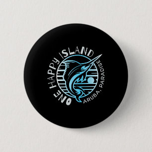 Badge Rond 5 Cm T-shirt One Happy Island Aruba Poisson de voile Pê