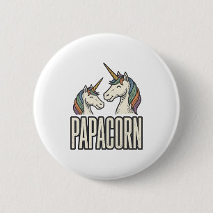 Badge Rond 5 Cm T-Shirt Papa Corn Licorne Papa Gravure Vintage Des