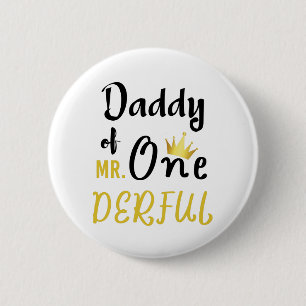 Badge Rond 5 Cm T-shirt Papa de MR Onederful Drôle 1er Anniversair