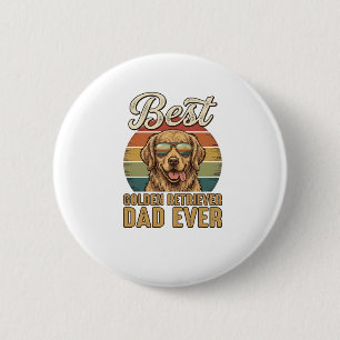 Badge Rond 5 Cm T-shirt Papa Golden Retriever Sunset Vintage Ever