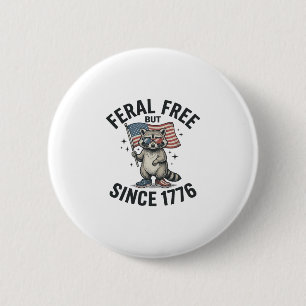 Badge Rond 5 Cm T-shirt patriotique de Raton Laveur Sauvage Mais L