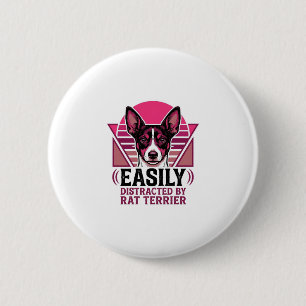 Badge Rond 5 Cm T-shirt pour chien Rat Terrier Vintage facilement